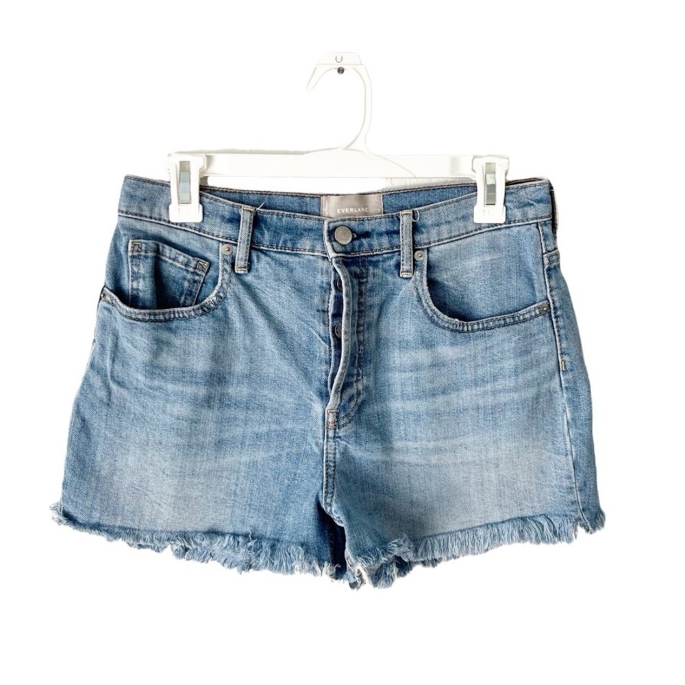 Everlane Shorts Women's 28 Cheeky Short Light Wash Raw Hem Boho Summer